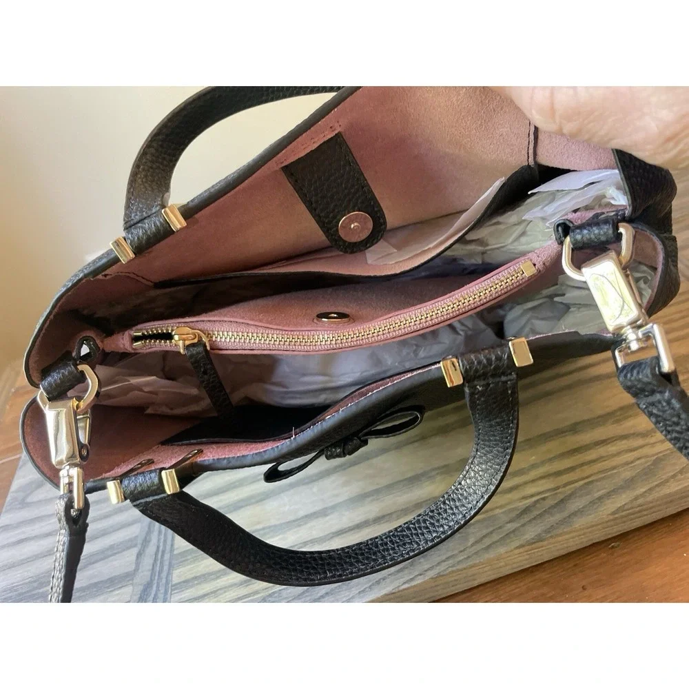 KATE SPADE Gwyn Pershing Street Wkru5495 Black Leather Satchel NWOT and Dust Ba